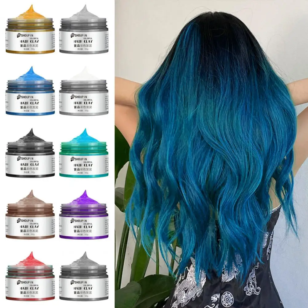 100ML One Time Hair Dye Cream Natural Plants Washable Safe Unisex Temporary Hair Coloring Wax Instant Hairstyle Color Clay Gel