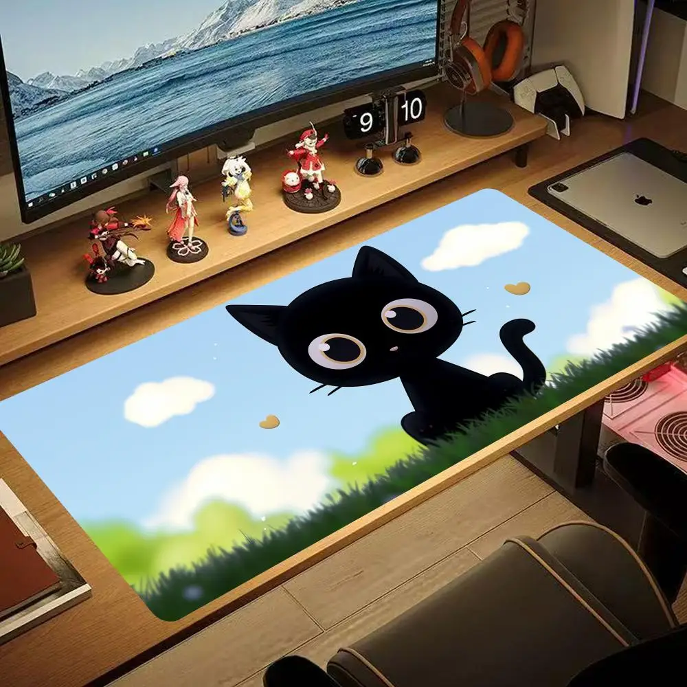 

Cartoon Black Cat Mouse Pad Large Gaming Accessory Game Rubber Deskmats Non-Slip Computer Keyboard Mat Laptop Long Mousepad