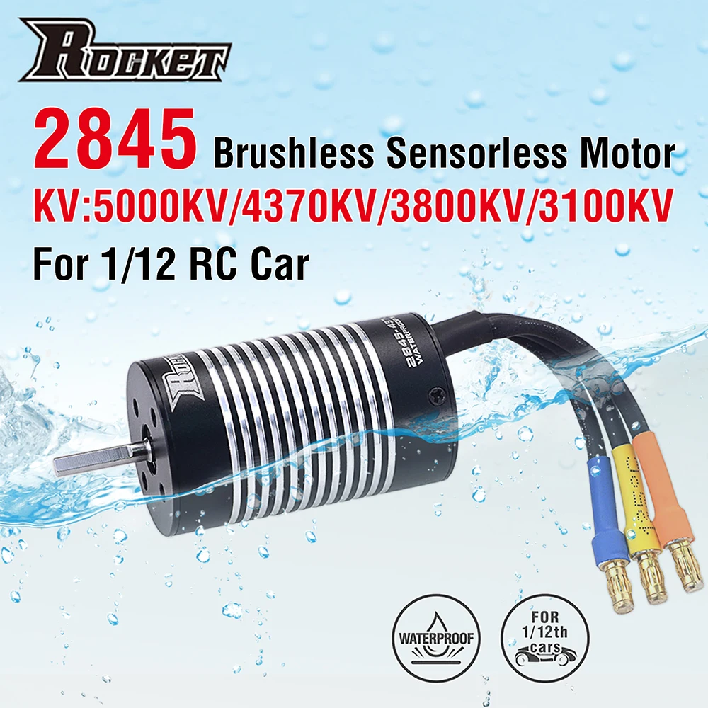 

Rocket 2845 Waterproof Brushless Sensorless Motor 3100KV 3800KV 4370KV 5000KV for WLtoys 12428 1/12 RC Car