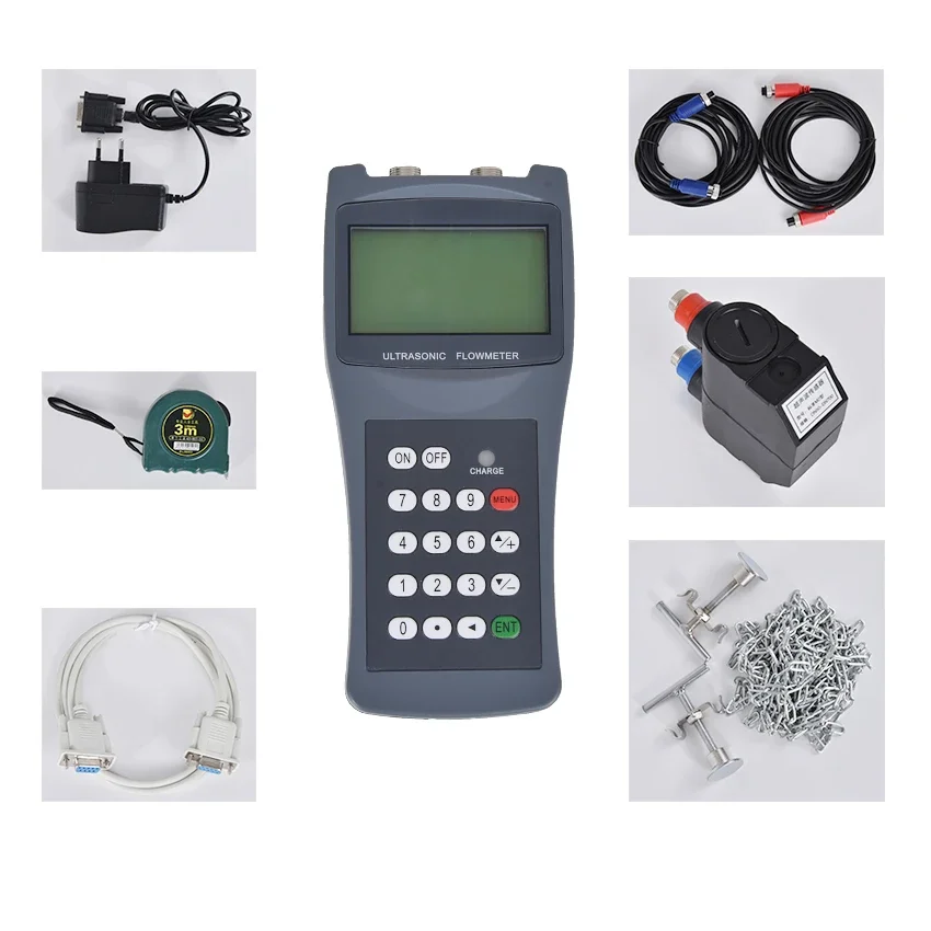 TDS-100H Water Flowmeter With Sensor M2 (DN50~DN700mm, 0-160℃) Transducer Handheld Digital Liquid Ultrasonic Flow Meter