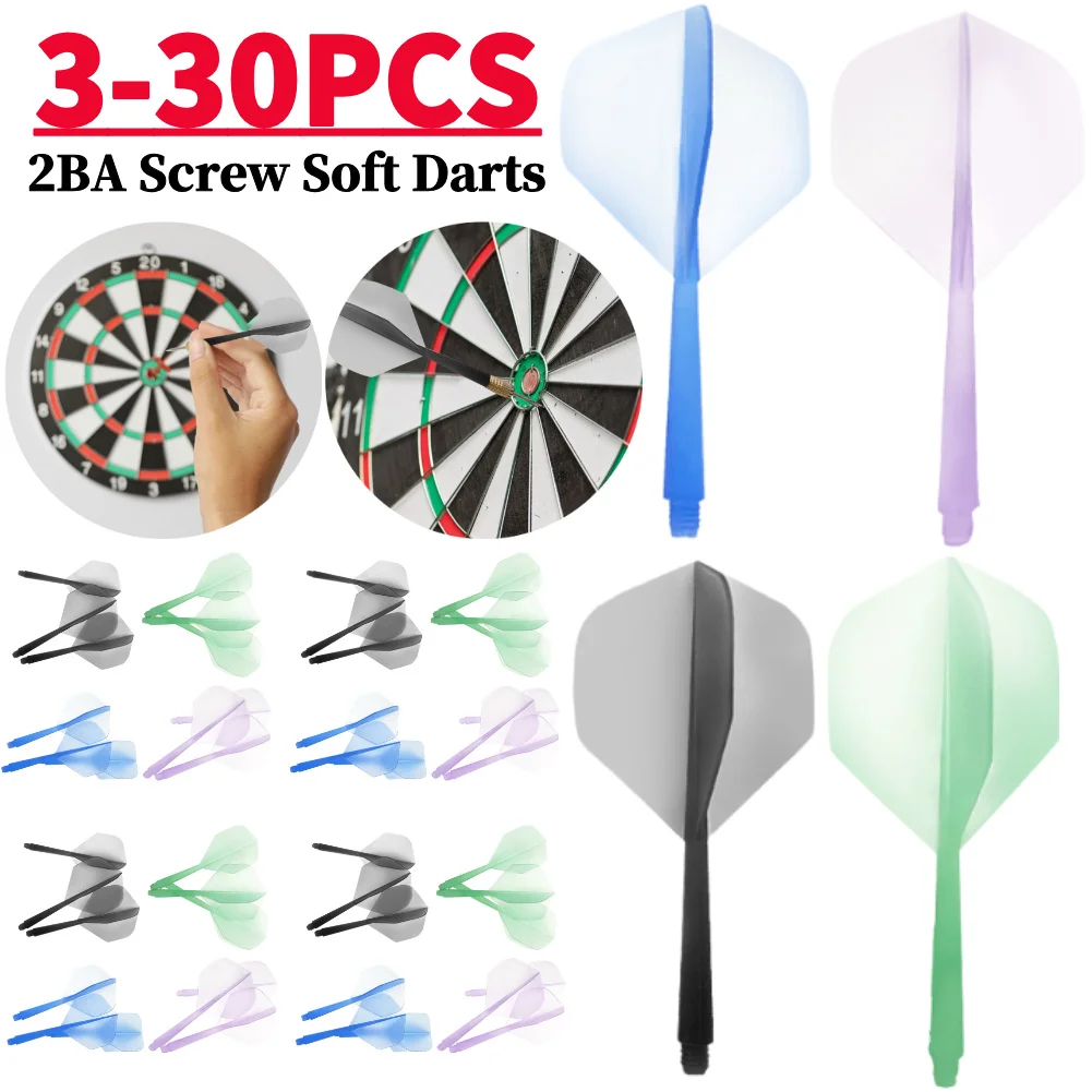 3-30Pcs 2BA Integrated Dart Flights and Shafts Plastic Transparent Dart Professional Anti-Fall Dart Flights Shaft Dart Accessory