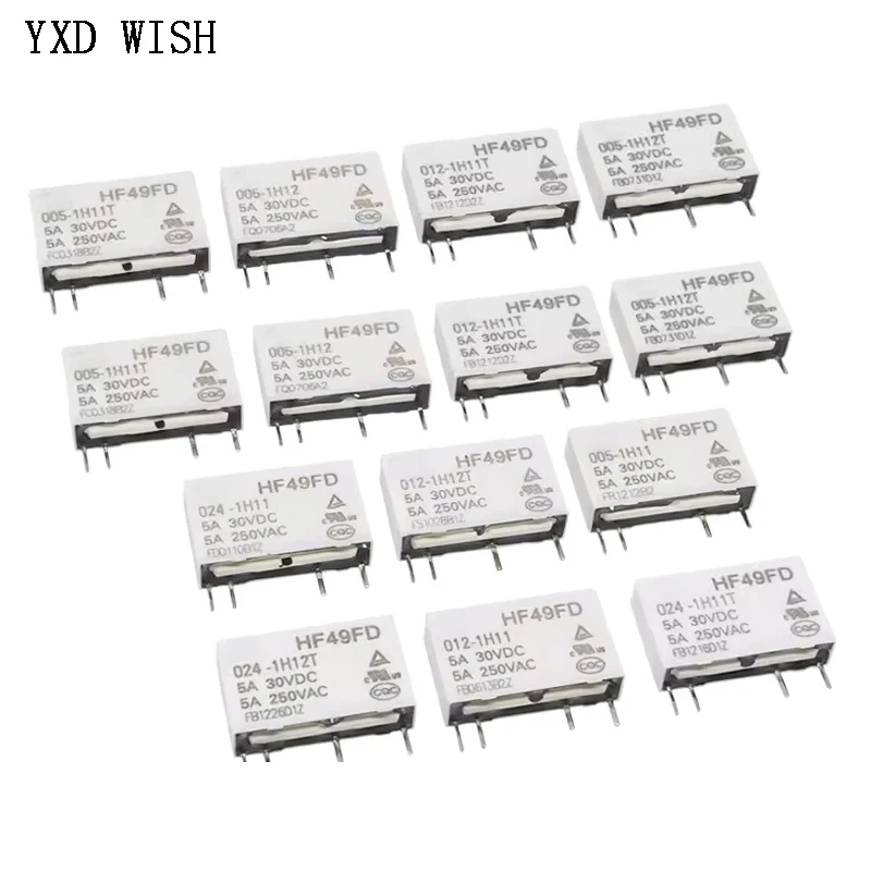 

100pcs HF49FD HF49FD-005-1H11 HF49FD-012-1H11 HF49FD-024-1H11 Relay HF49FD-005 012 024 1H11 4Pin 5A Relays DC 5V 12V 24V