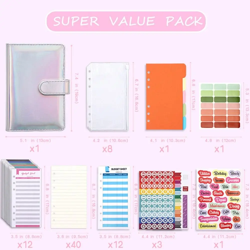 หนัง PU A6 Binder รีฟิล A6 ขนาด Magnetic Buckle Binder การออกแบบเลเซอร์ Magnetic Buckle Refillable Planner Binder