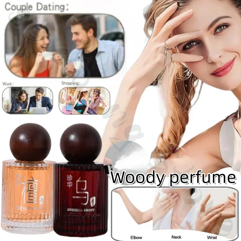 50ml ebony, sandalwood and ebony perfume for women, fresh, natural and long-lasting fragrance, niche woody scent covering