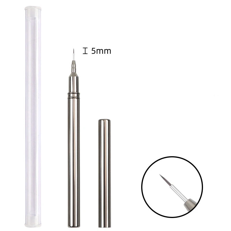 5/7/9/11/15/20/25mm Nail Liner DIY Drawing Painting Flower Line Stripes Pen Metal Handle Nail Art Brush with Cover Nail Brushes