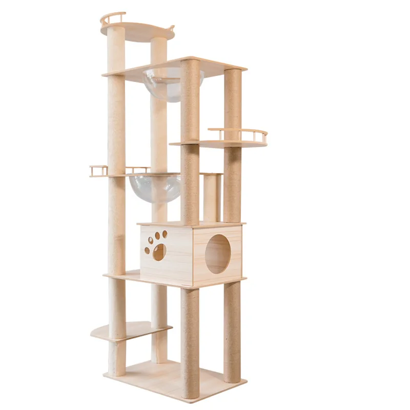 

Luxury Cat Villa High Tree for Large Cats, Xl House Climbing Tower, Wood Scrapers for Cats, House Wall Furniture Set