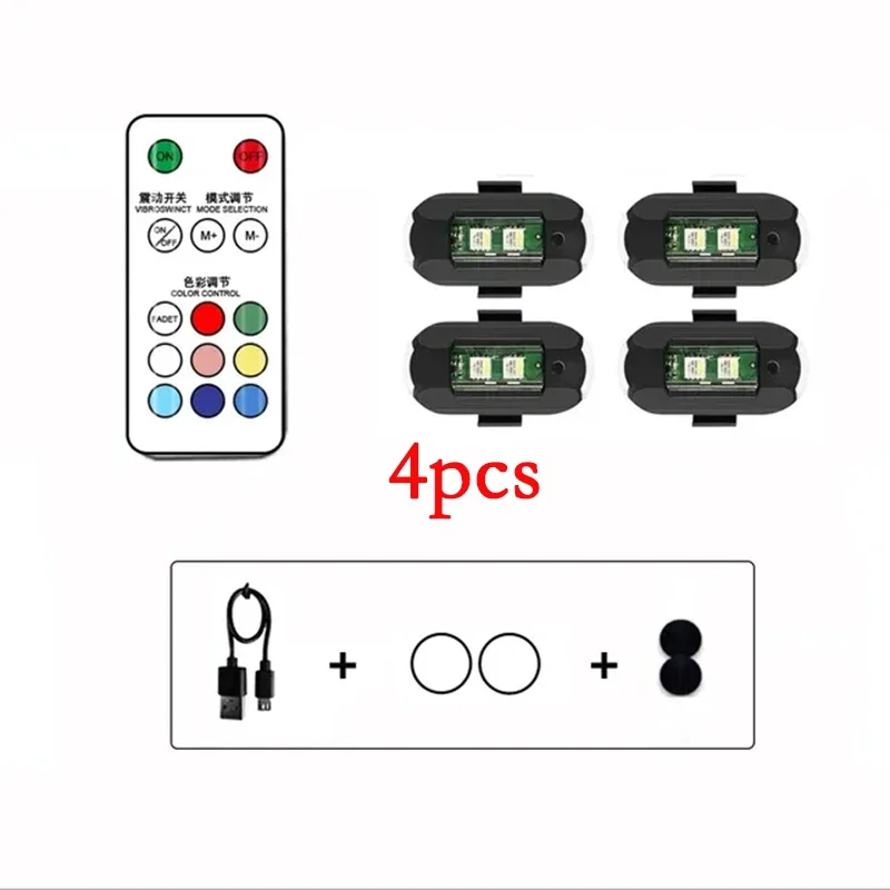 1 Stuks Afstandsbediening Led Rgb Anti-Collision Waarschuwingslampje Magnetische Mini Signaal Licht Drone Stroboscoop Licht 7 Kleur Indicator Motorfiets Lamp