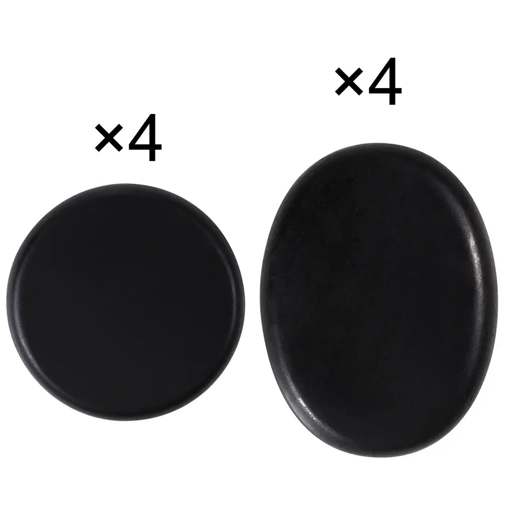 4 Piece Black Basalt Hot Stone Set Great for Spas, Massage , Relaxation, and more