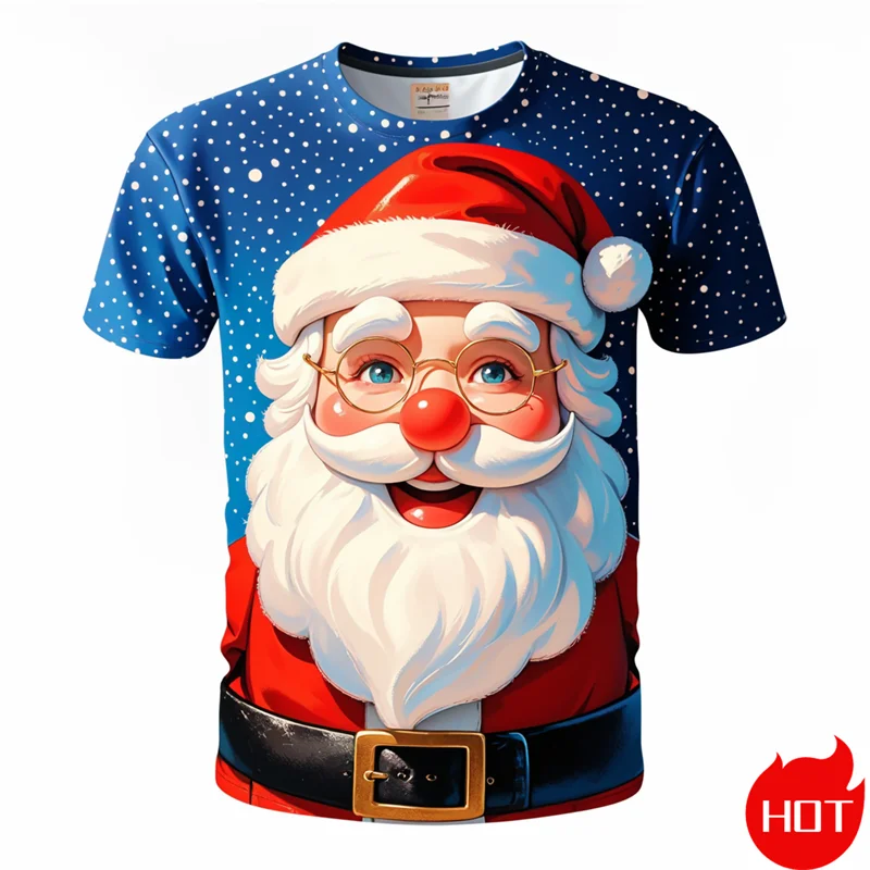 New Fashion 3D Happy Christmas Print T Shirt For Men Casual Short Sleeve T Shirts Unisex Xmas Graphic T-Shirts Mens Clothes Tees