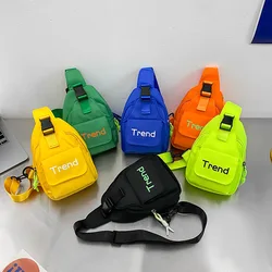 Solid Color Simple Letter Children's Shoulder Bag Fashion Nylon New Kids Messenger Bags Cute Casual Boys Kids Fanny Pack Handbag