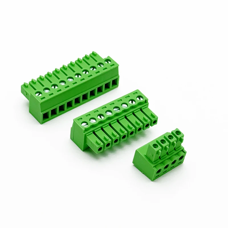 10Pcs plug-in terminal block 15EDGK-3.81/3 2EDGK butt hole holder green copper environmental protection 2P-24P