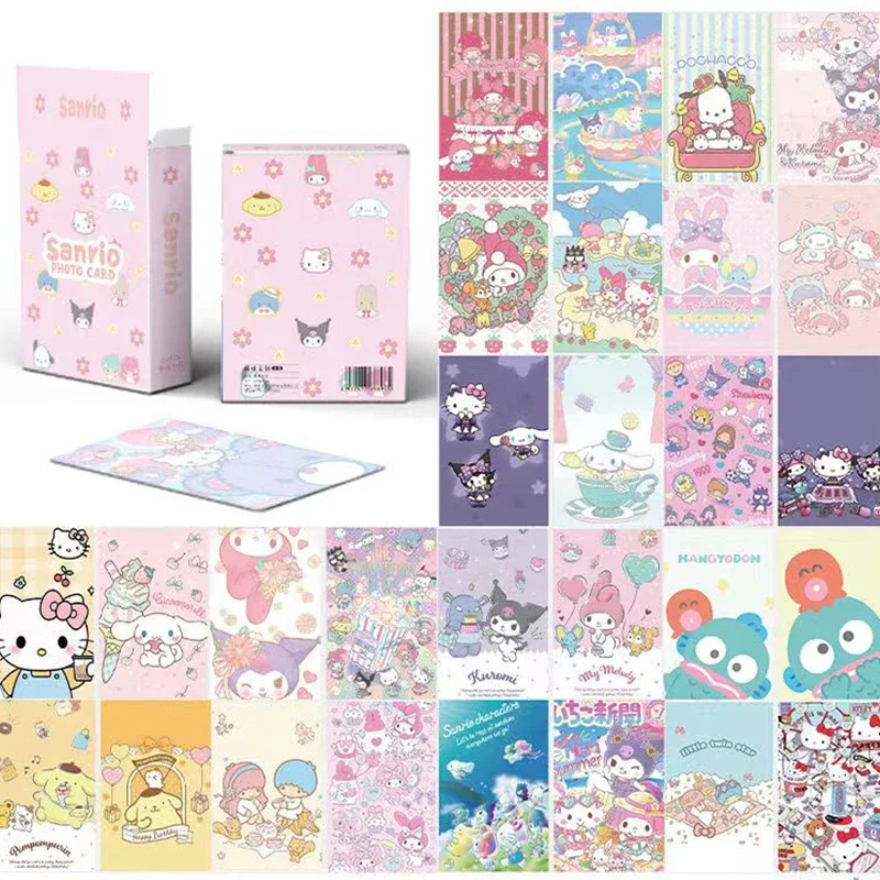 50Pcs/Set Japan Anime Kawaii Sanrio Double Sided Printing Card Mymelody Kuromi Cinnamoroll Laser Cards for Gift