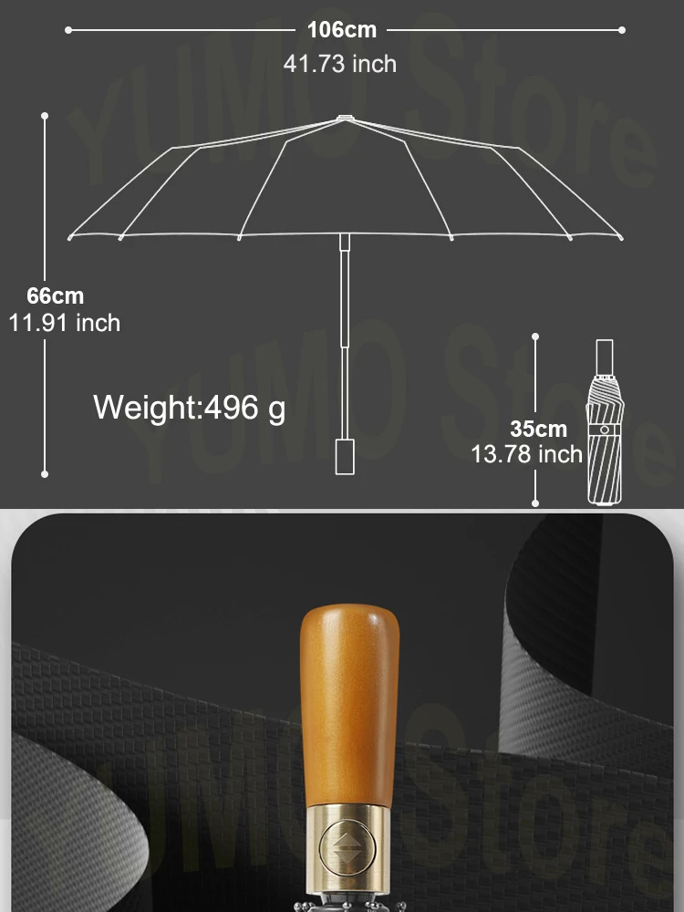 84 Bones Strong Windproof Umbrella Top Grade Wood Handle Automatic Men\'s Business Umbrella UV Protection Women\'s Parasol