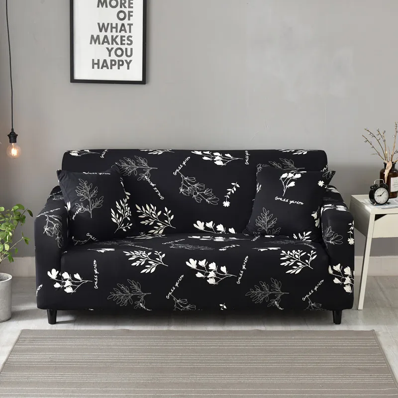 Black White Grey 1/2/3/4 Seater Sofa Cover Tight Wrap All-inclusive Sectional Elastic Seat Sofa Covers Couch Covering Slipcovers