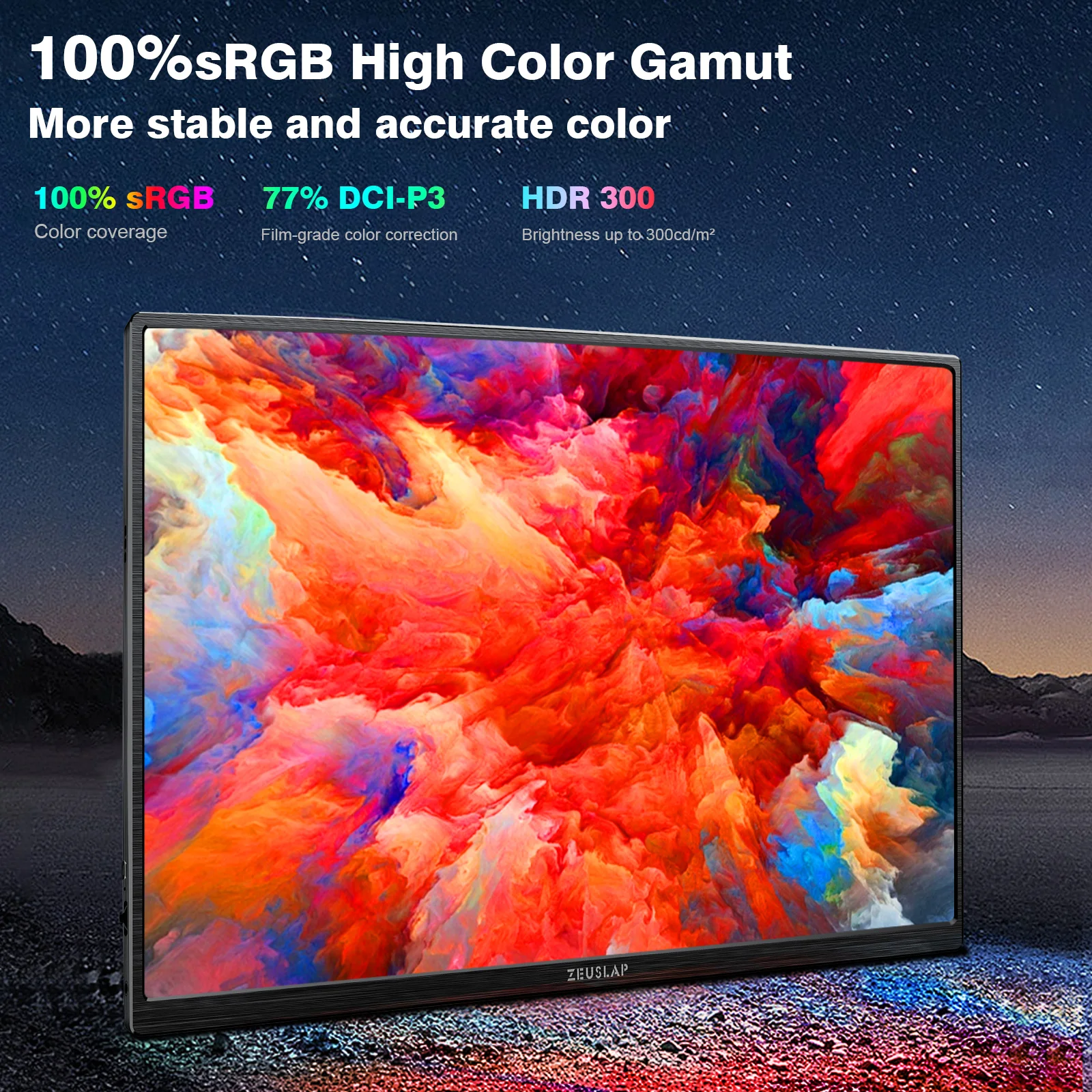 شاشة ZEUSLAP مقاس 16 بوصة تعمل باللمس محمولة 100% sRGB 1200P IPS عرض السفر لمفتاح الكمبيوتر المحمول على سطح البخار PS4 PS5 Xbox