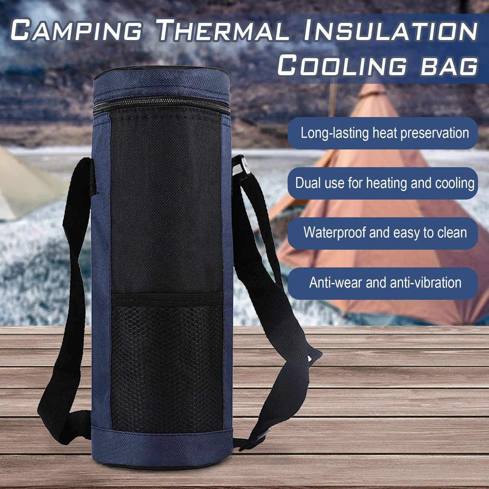 29cm Height Universal Water Bottle Cooler Bag Water Pouch Bag Cooler High Camping Outdoor Insulated Bottle Capacity Traveli T6N5