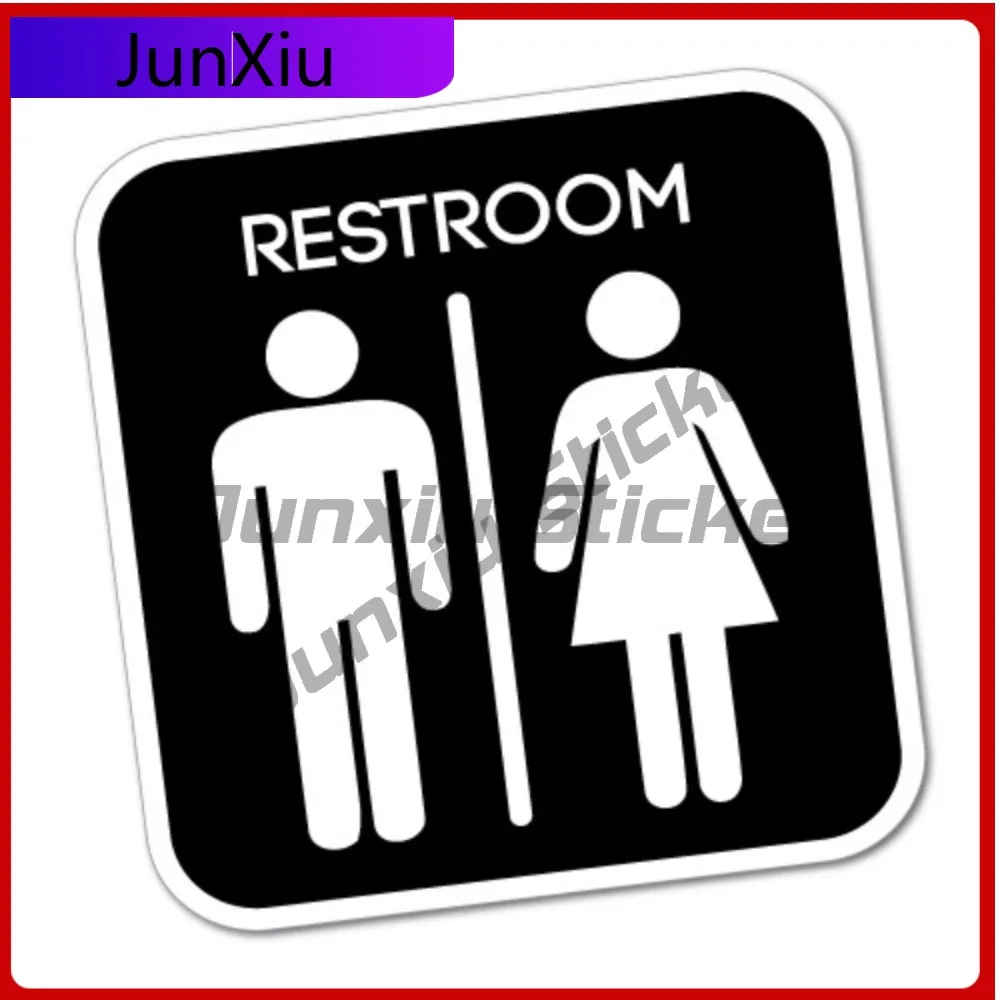

Restroom Sign Male & Female Toilet Sticker Decal Safety Vinyl Cute Waterproof Decoration Car Laptop Window B