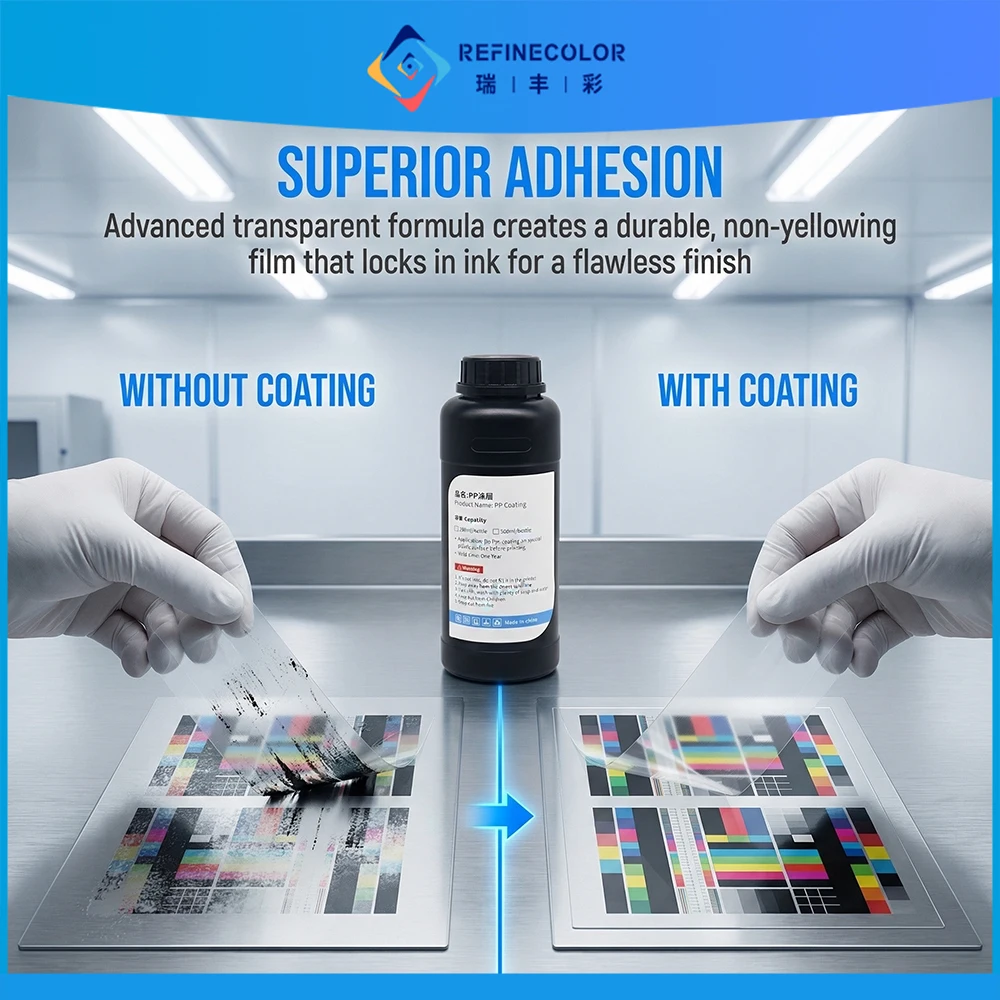 Refinecolor 500ML UV Pre-Coating Primer For UV Flatbed Printer Curing Ink For Printing On Glass Ceramic and Acrylic Metal Liquid