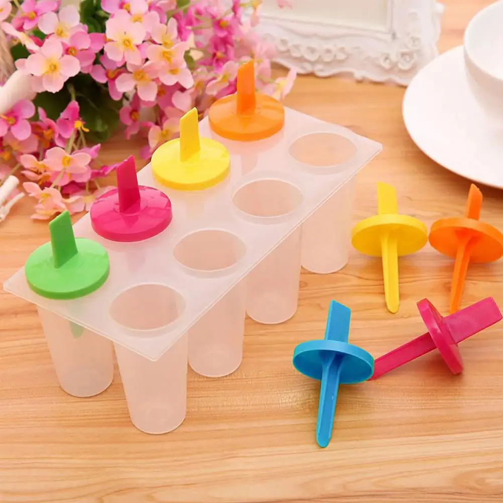 DIY Popsicle Mold Anti-deformed Reusable 8 Cavity Design Ice-lolly Maker Kitchen Tools Ice Cream Makers with Reusable Stick