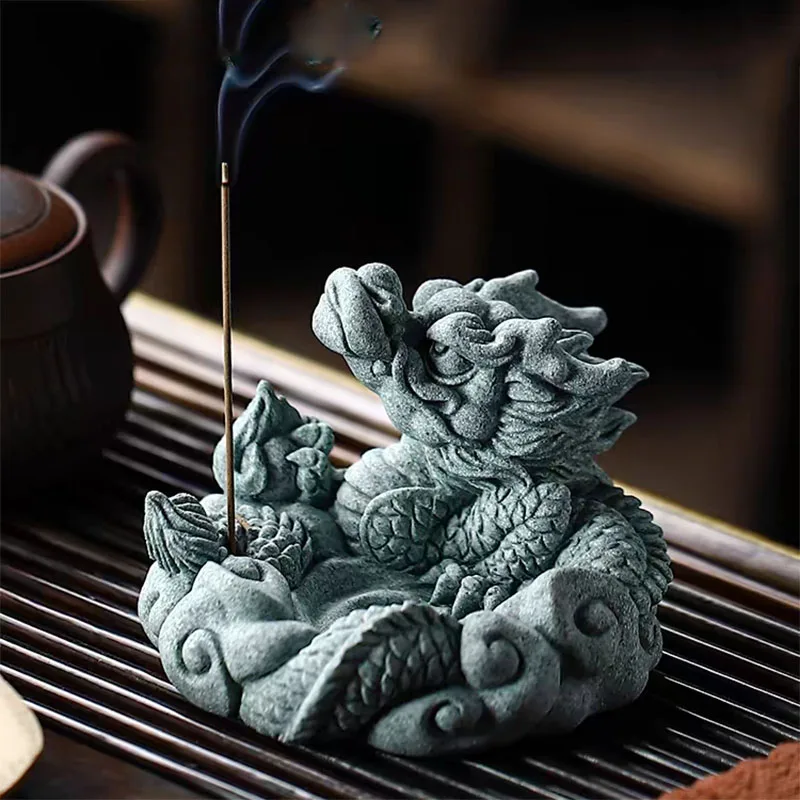 

Silicone Mold Concrete Ornament Production Chinese Dragon Element Incense Candlestick Craft Ornament Mould