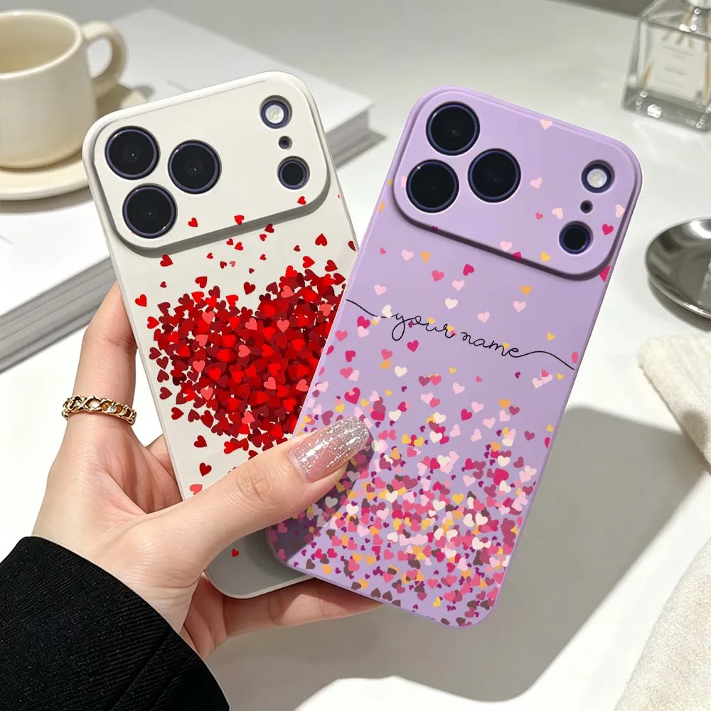 Innovative Heart Pattern For iPhone 18 17 Air 16 16e 15 14 13 12 Pro Max Plus Soft Silicone Liquid Phone Case Cover