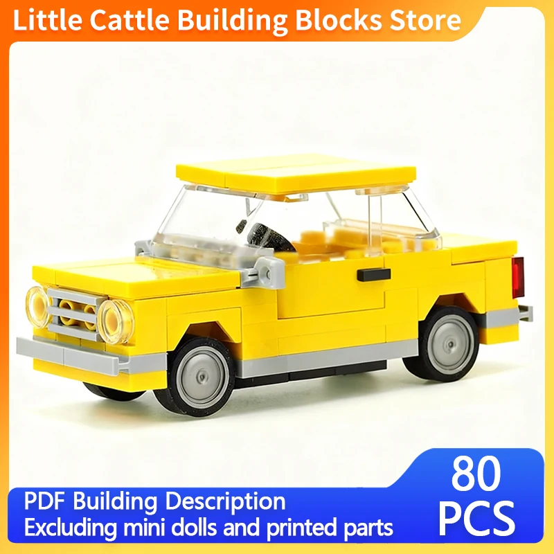 Speed Racing Car Model MOC Building Bricks Yellow Compact Sedan Modular Technology Children Holiday Gifts Assemble Toys Suit