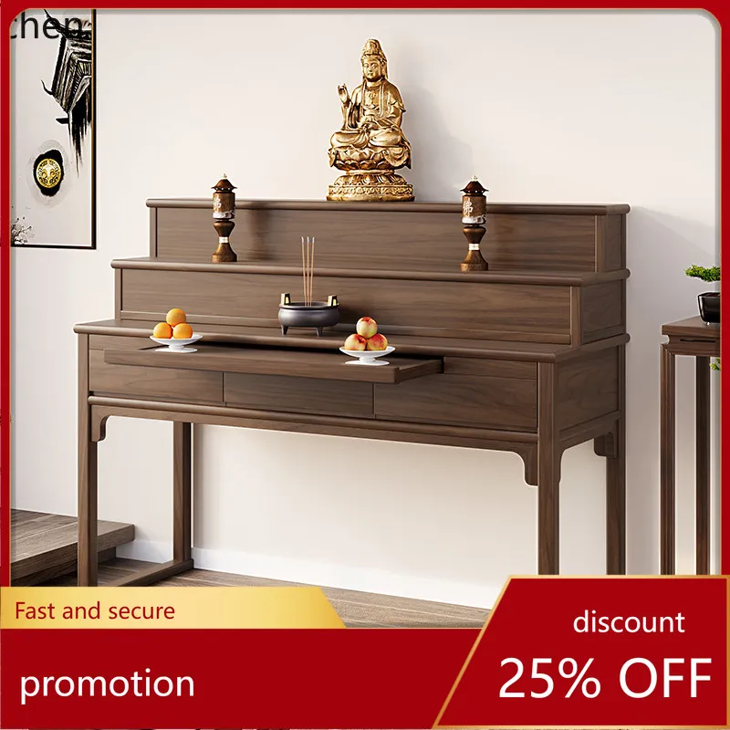 

Cz black walnut wood offering table incense altar household three-tier buddhist table solid wood incense offering