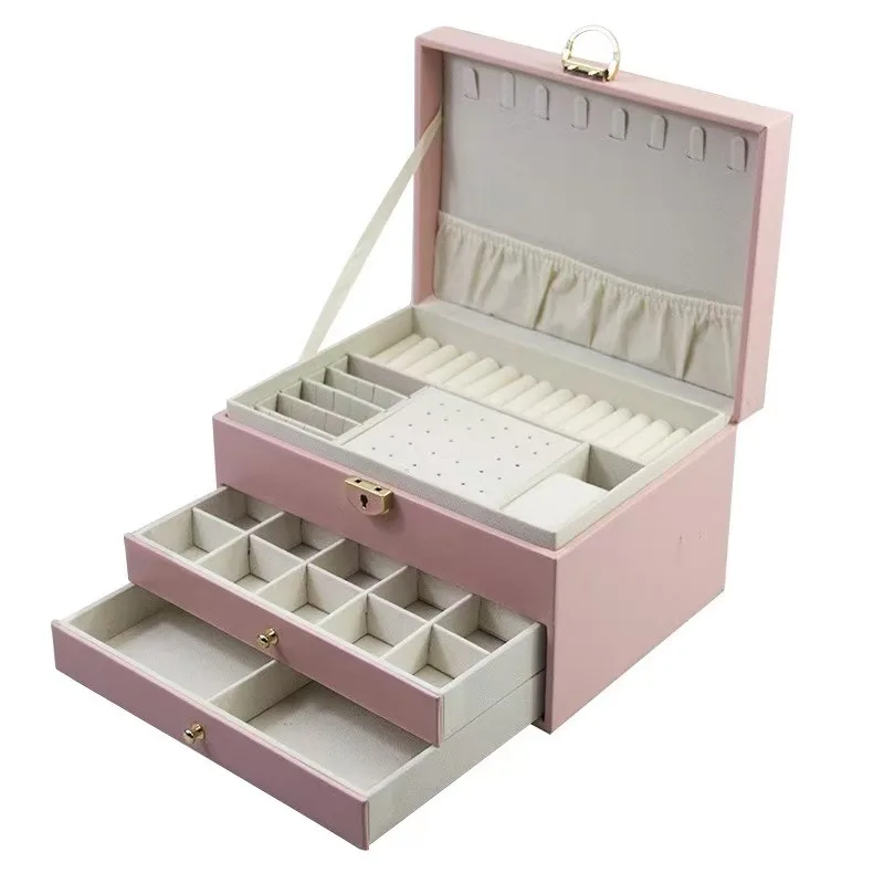 Women's Multi - Layer Jewelry & Cosmetic Storage Box with Mi