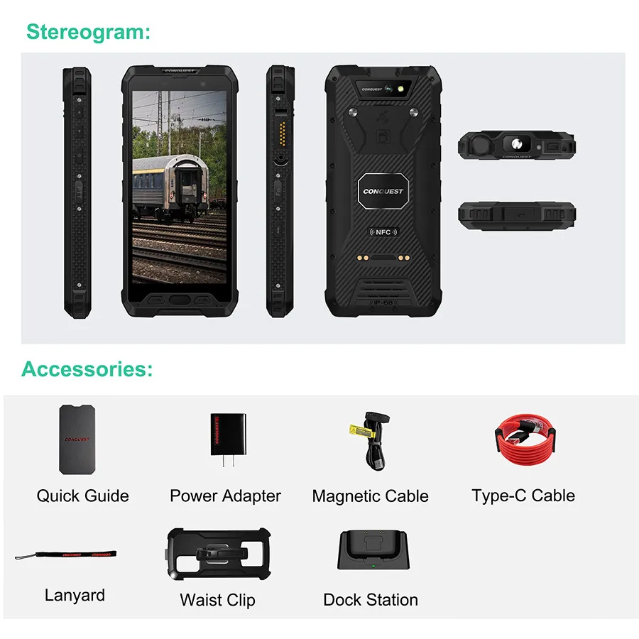 CONQUEST S28 5G IP68 Waterproof Rugged Smartphone Mobile Phone Android 11, Global Version Cell Phone, S28, 5G, IP68