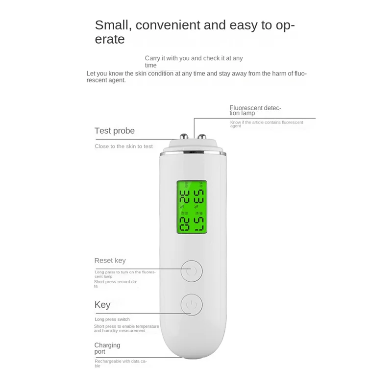ABNP 1 Piece LCD Digital Water Oil Moisture Tester Fluorescent Agent Skin Analyzer Detector Portable