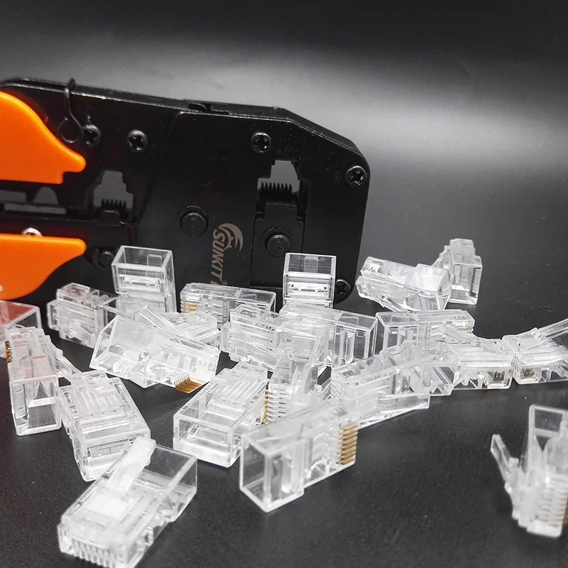 100Pcs Crystal 8Pin RJ45 Modulaire Plug Rj-45 Netwerk Kabel Connector Adapter Voor Cat5 Cat5e Cat6 Rj 45 Ethernet Stekkers
