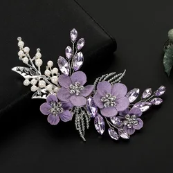 Fashion Pearl Flower Clip Silver Color Bridal Headpiece Wedding Bridal Jewelry Accessories For Woman Bride Hair Ornaments