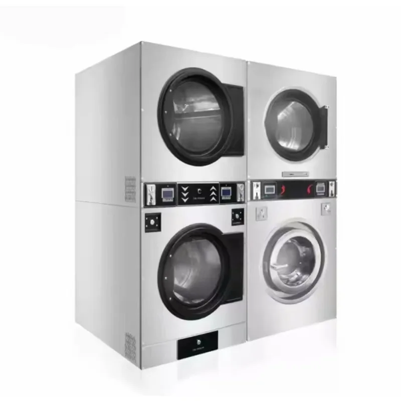 Custom Commercial Laundry Equipment Operated 15kg Stack Washer Dryer/Doublr Dryer for Hotels Laundromats New Condition view 4