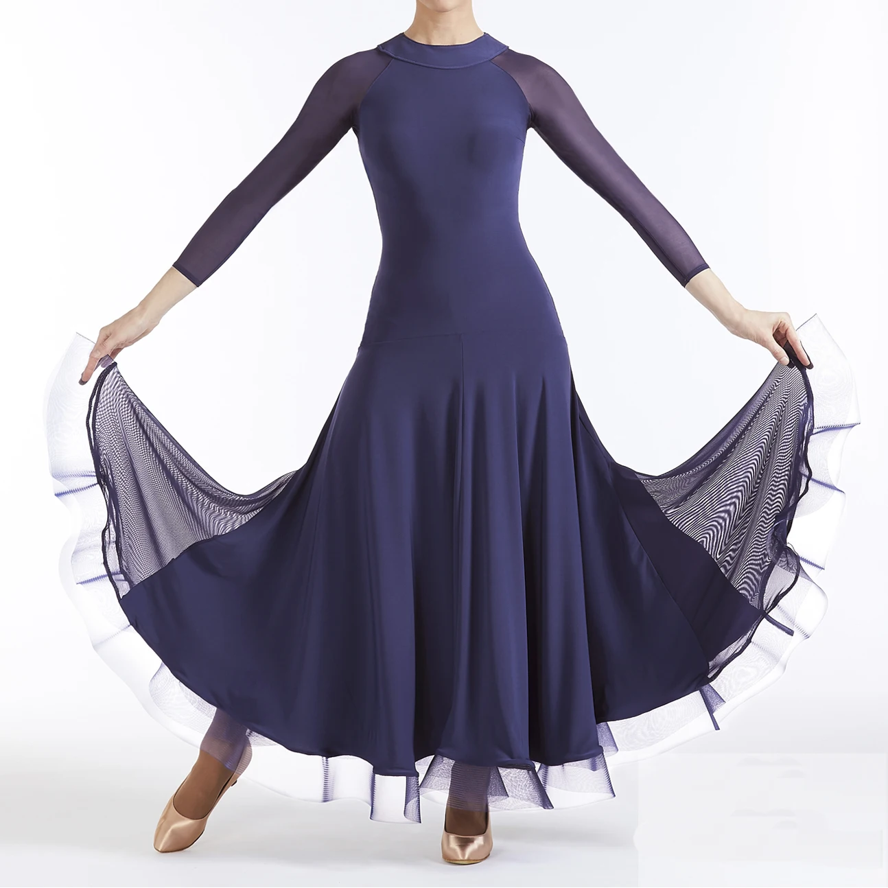 Modern Dance Dress Open Back smooth fabrics National Standard Dance Big Swing Fishbone hem Social Dance Waltz Dress  W21030