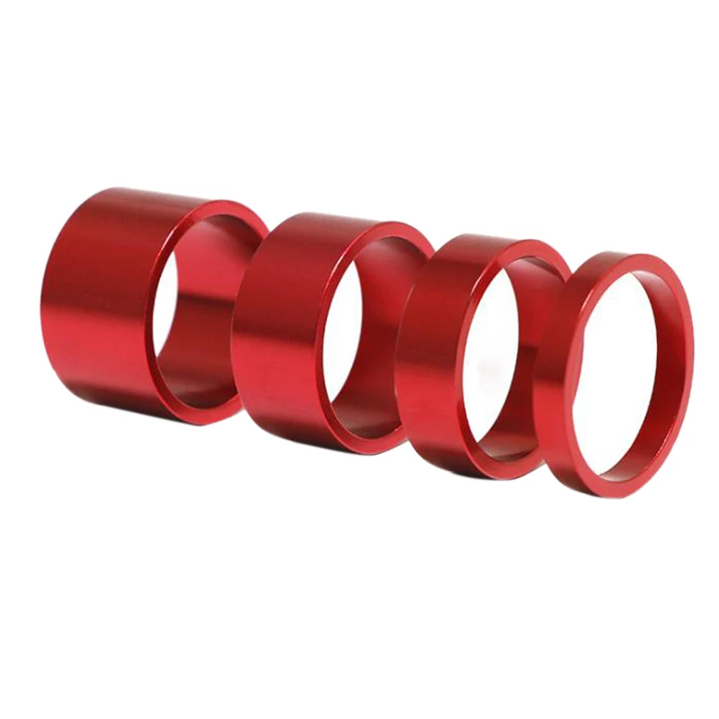 4Pcs/Set 5/10/15/20mm Aluminum Alloy Headset Stem Spacer MTB 28.6mm Fork Washer Cap for Road Bike Cycling,Red