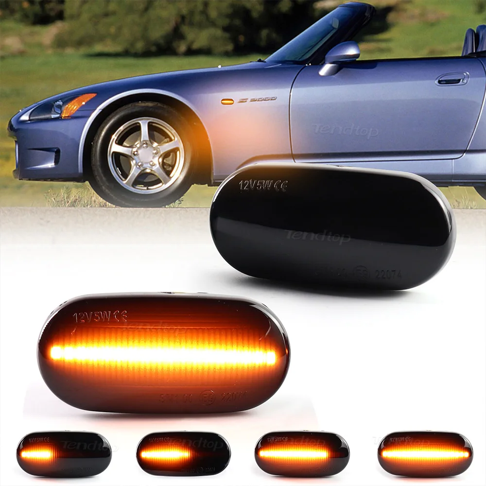 2PCS Dynamic Turn Signal Lights For HONDA Prelude CRX S2000 Integra Fit Del Sol Acura Civic Car Side Marker Blinker Amber