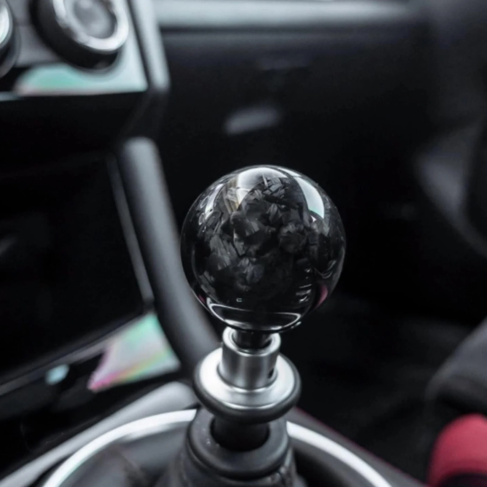

Universal Carbon Fiber Gear Shift Knob Transmission Shifter Lever Knob Round Ball Shape Handle Knob Racing Black Car Accessories