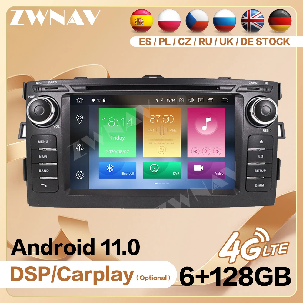 

Автомагнитола 2006 2007 2008 2009 2010 2011 для Toyota Auris, Android, 2 Din, Carplay, автомобильный экран, мультимедиа, авто, GPS, аудио