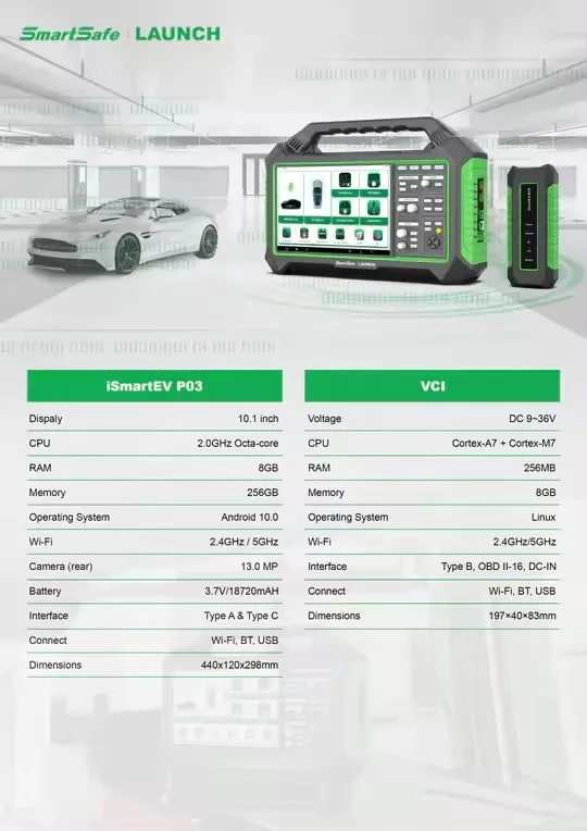 100% Orginal Launch SmartSafe ISMARTEV P03 5in1 Comprehensive Tester For New Energy Vehicles Integrated Diagnostic Tool Detector