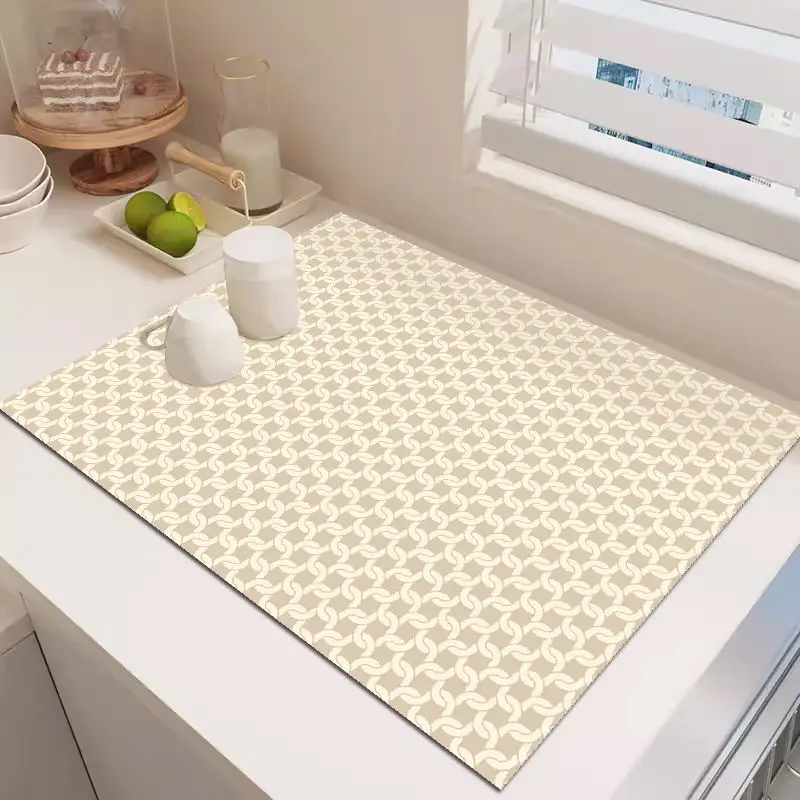 

Water Absorbent Drainage Mat with Linear Design Anti-Spill Mat for Kitchen Counter Bathroom Sink Tea Cup Desktop