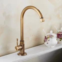 High Quality Faucet Brass Classic Only Cold Water Kitchen Sink Faucet Gooseneck Single Lever Outdoor Tap Bronze Brushed Finish