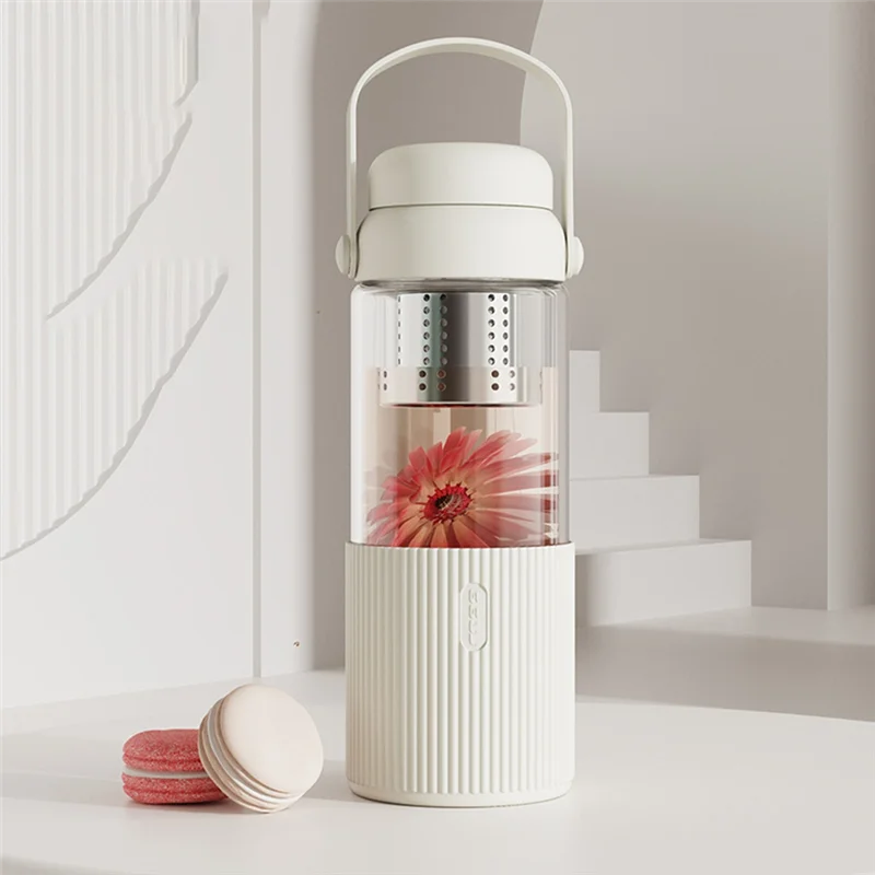 AT02-Transparent Glass Coffee Mug Multi-Use Drinkware For Coffee Includes Tea Filter C