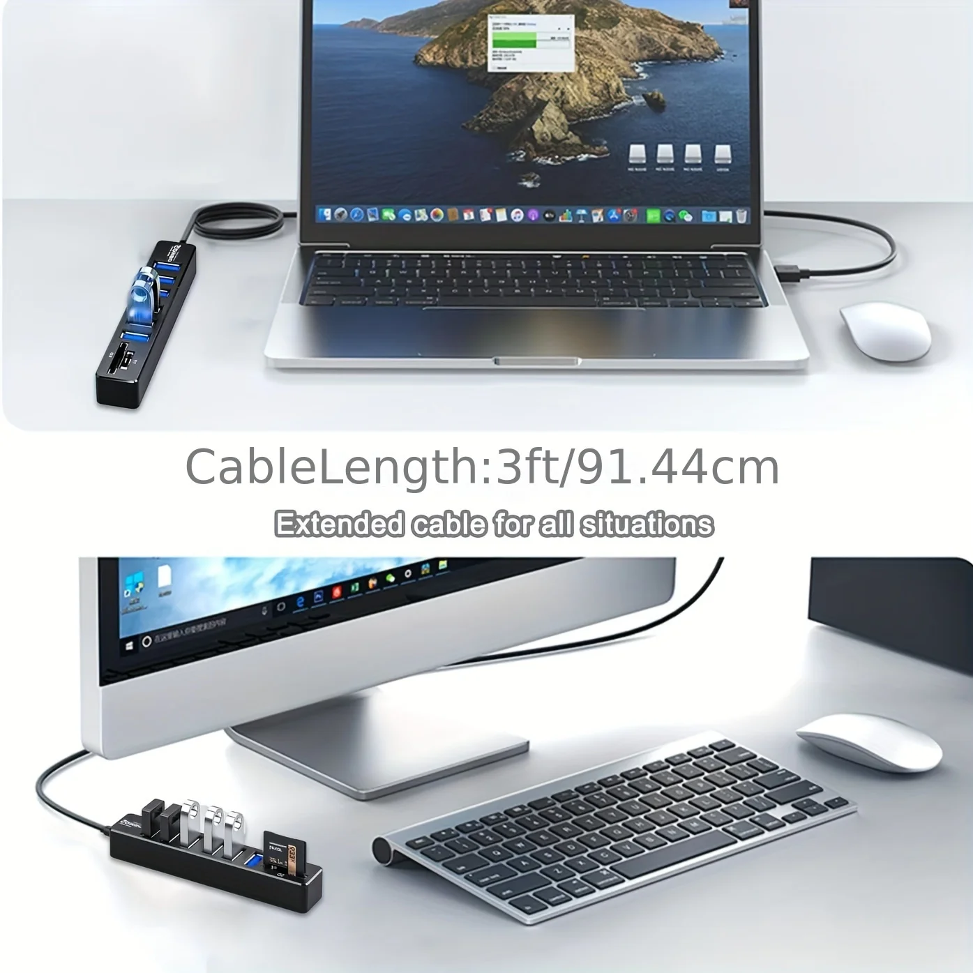 USB 2.0 Multiport High Speed 3 6 Port Hub USB Splitter Multi Extender TF SD Card Reader Adapter Extender for Laptops image 2