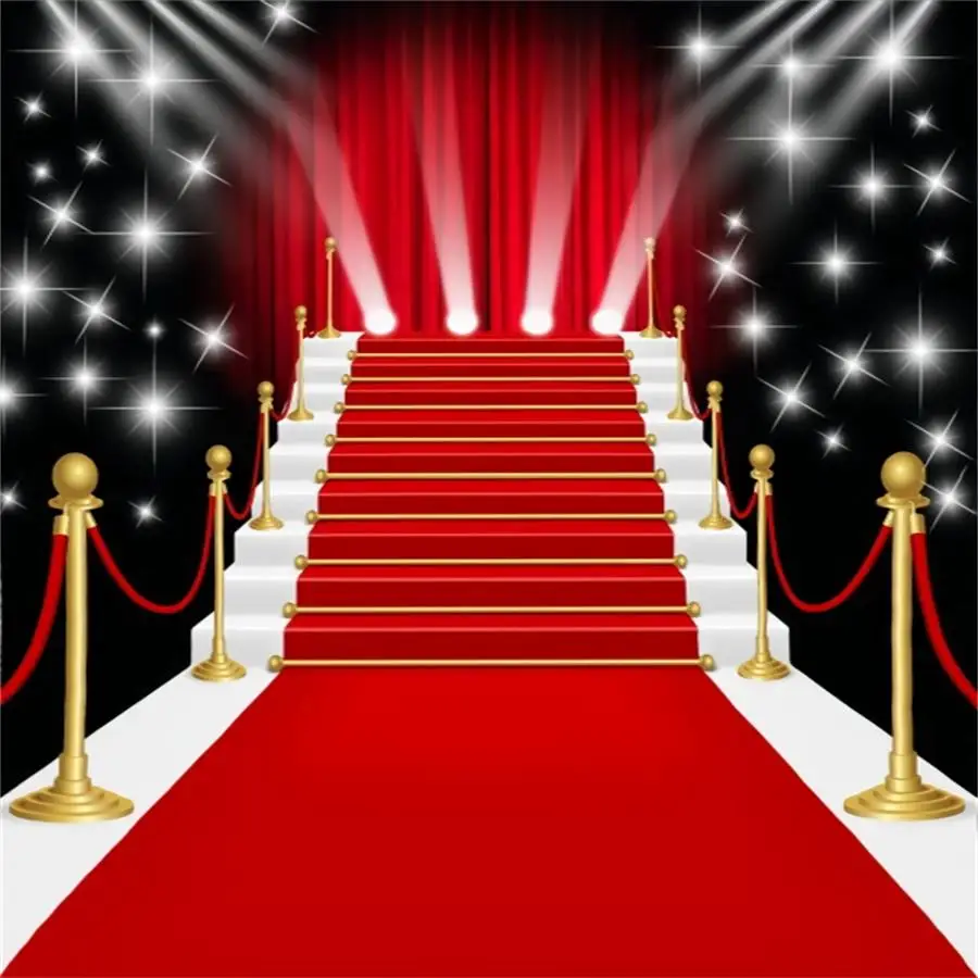 Red Carpet Stage Backdrop Movie Night VIP Birthday Party Star Awards Film Ceremony Festival Celebration Photography Background