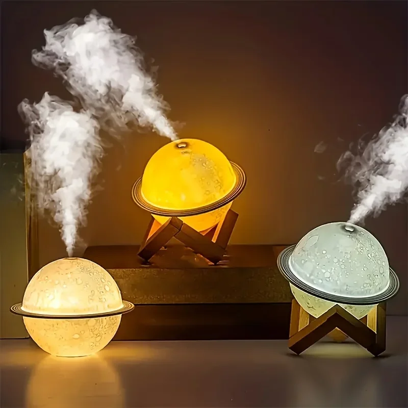 1pc,  Lamp Humidifier, 2 In 1  Night Light & Humidifiers With USB Recharge, 3 Colors 3D LED  Light With Stand, Aromatherapy Diff