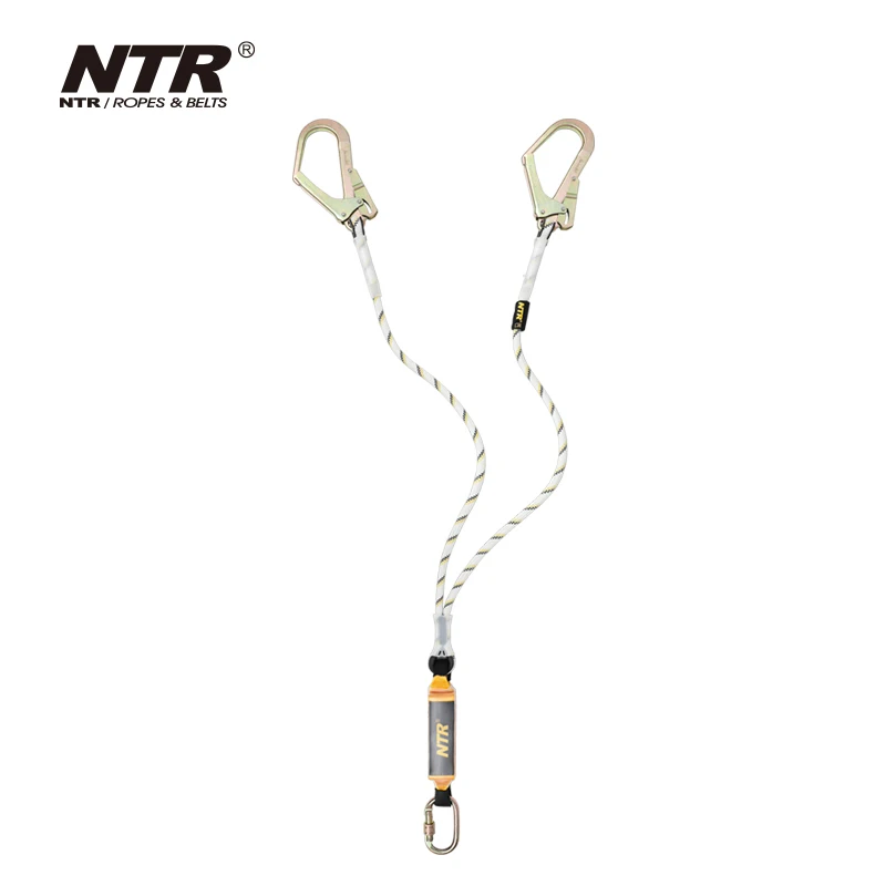 NTR/Niteri Double Hook Integrated Buffer Lanyard Polyester Fall Protection Safety Rope with CE Certificate