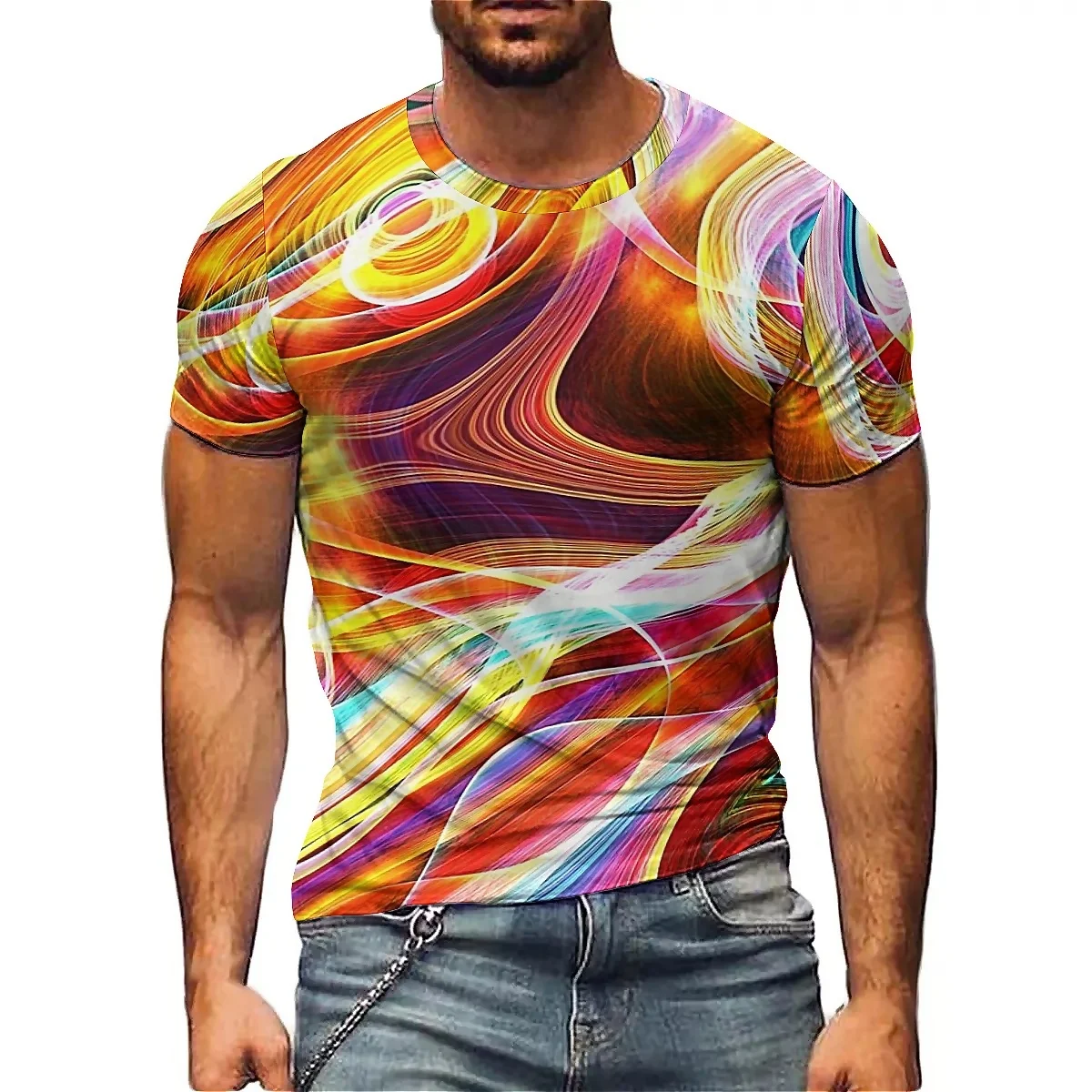 

Men's 3D Printed Short-sleeved T-shirts Are Loose and Animal-patterned, and Are Made of Lightweight and Breathable Polyester
