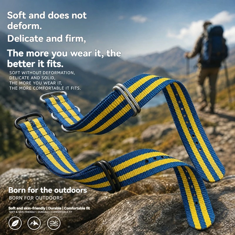 For Citizen Radio Sky Eagle Blue Angel AT8020 JY8078-52 Series Sports Mountaineering Nylon NATO Waterproof Watch Strap Men22 23
