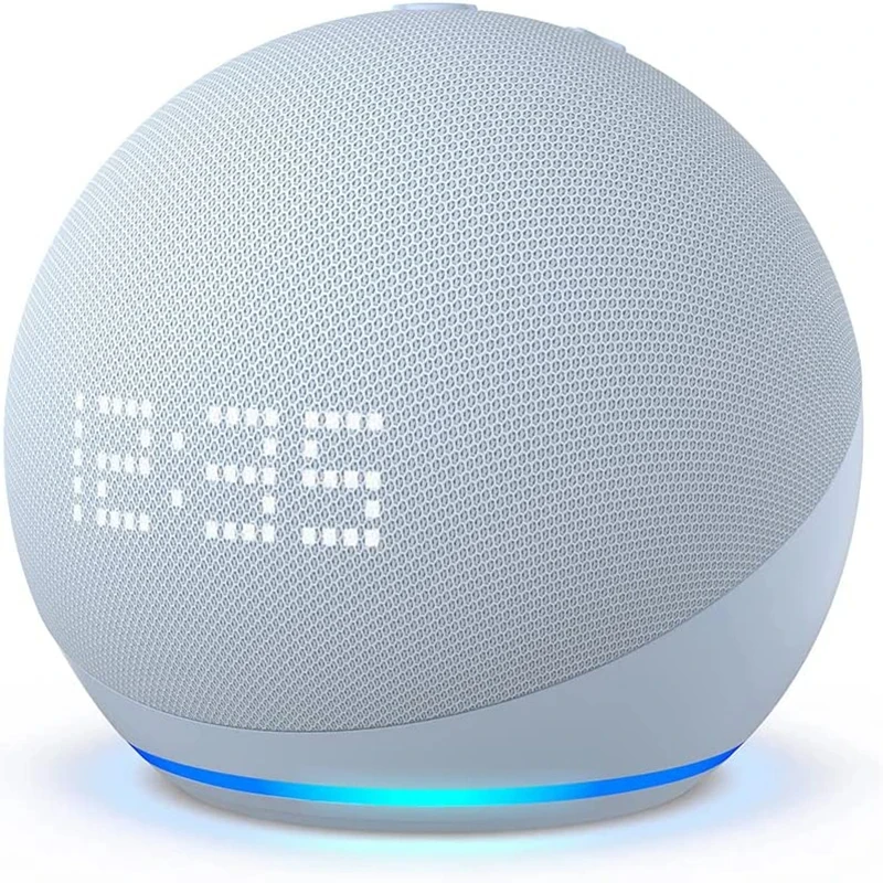 2024 Echo Dot generasi ke-5 pengeras suara pintar, Set Alexa suara Google Assistant Jam nirkabel luar ruangan portabel