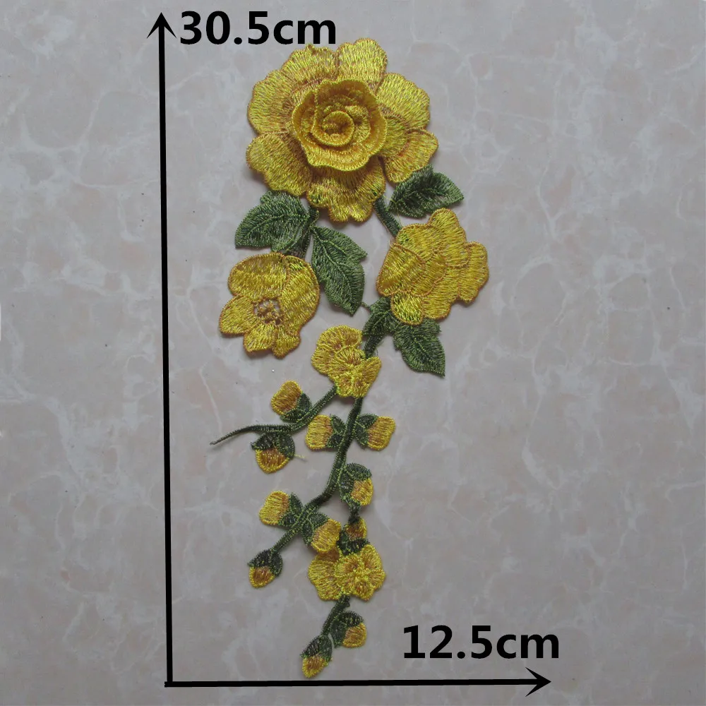 Lace fabric High quality Laces 3D rose flower Embroidery Polyester Lace collar DIY Sewing Trim Craft material Dress Accessories